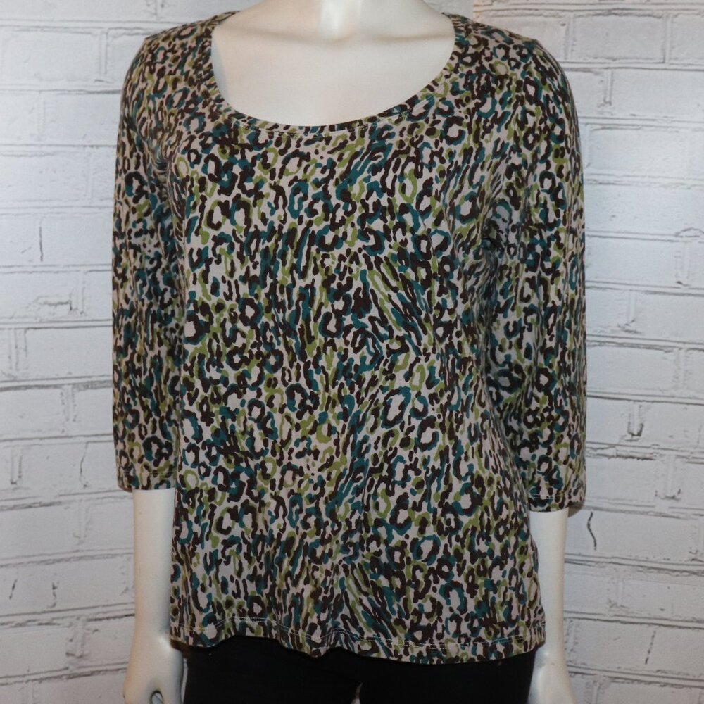 Madison Multicolor Leopard Print Scoop Neck Long Sleeve Top